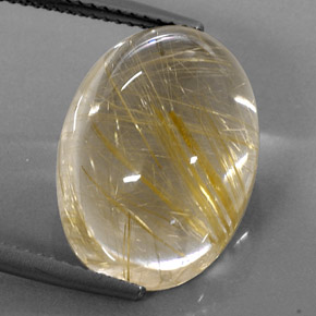 14.80캐럿 천연 무색 골든 루틸 쿼츠, 타원형 컷, 18.2×13.3 mm, 투명한