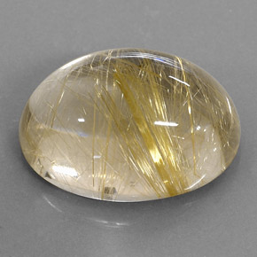 14.80캐럿 천연 무색 골든 루틸 쿼츠, 타원형 컷, 18.2×13.3 mm, 투명한