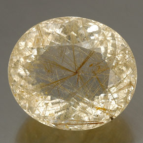 52.32캐럿 천연 무색 골든 루틸 쿼츠, 투명한, 26.2×23 mm, 투명/반투명