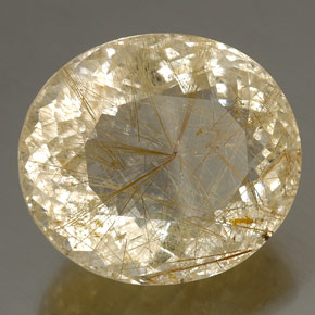 52.32캐럿 천연 무색 골든 루틸 쿼츠, 투명한, 26.2×23 mm, 투명/반투명