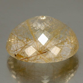 52.32캐럿 천연 무색 골든 루틸 쿼츠, 투명한, 26.2×23 mm, 투명/반투명