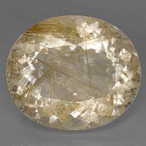 31.67캐럿 천연 무색 골든 루틸 쿼츠, 투명한, 24.5×21 mm, 투명/반투명