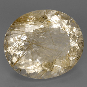 31.67캐럿 천연 무색 골든 루틸 쿼츠, 투명한, 24.5×21 mm, 투명/반투명