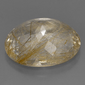 31.67캐럿 천연 무색 골든 루틸 쿼츠, 투명한, 24.5×21 mm, 투명/반투명