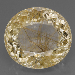 30.51캐럿 천연 무색 골든 루틸 쿼츠, 투명한, 21.4×19.5 mm, 투명/반투명