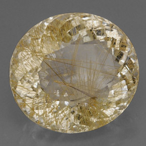 30.51캐럿 천연 무색 골든 루틸 쿼츠, 투명한, 21.4×19.5 mm, 투명/반투명