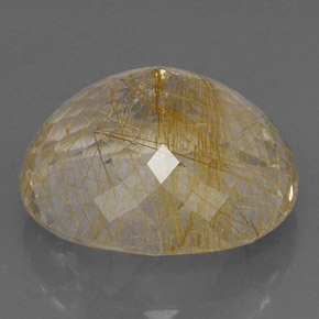 30.51캐럿 천연 무색 골든 루틸 쿼츠, 투명한, 21.4×19.5 mm, 투명/반투명