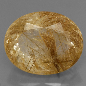 18.07캐럿 천연 무색 골든 루틸 쿼츠, 투명한, 19.7×15.8 mm, 투명/반투명