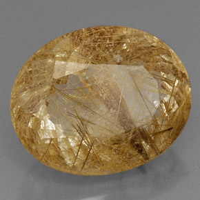 18.07캐럿 천연 무색 골든 루틸 쿼츠, 투명한, 19.7×15.8 mm, 투명/반투명