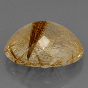18.07캐럿 천연 무색 골든 루틸 쿼츠, 투명한, 19.7×15.8 mm, 투명/반투명