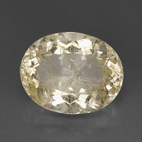 12.32캐럿 천연 무색 골든 루틸 쿼츠, 투명한, 17.6×13.9 mm, 투명/반투명