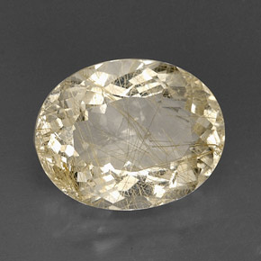 12.32캐럿 천연 무색 골든 루틸 쿼츠, 투명한, 17.6×13.9 mm, 투명/반투명