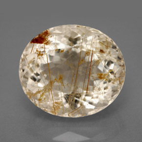 13.26캐럿 천연 무색 골든 루틸 쿼츠, 투명한, 16.2×14.2 mm, 투명/반투명