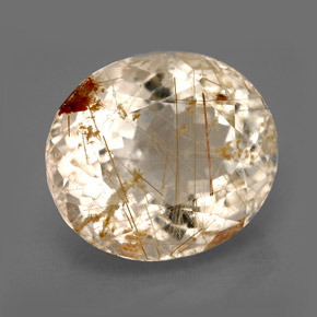 13.26캐럿 천연 무색 골든 루틸 쿼츠, 투명한, 16.2×14.2 mm, 투명/반투명