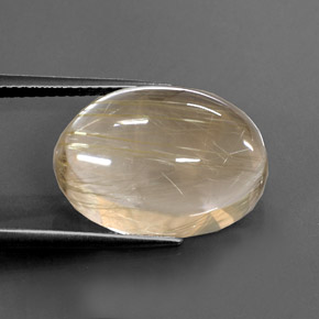 13.66캐럿 천연 무색 골든 루틸 쿼츠, 타원형 컷, 18×13.3 mm, 투명한