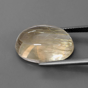 13.66캐럿 천연 무색 골든 루틸 쿼츠, 타원형 컷, 18×13.3 mm, 투명한