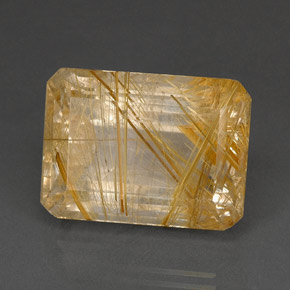 37.16캐럿 천연 무색 골든 루틸 쿼츠, 투명한, 22.5×16.5 mm, 투명/반투명