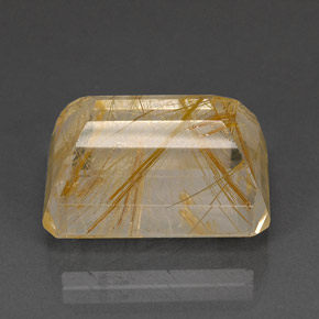 37.16캐럿 천연 무색 골든 루틸 쿼츠, 투명한, 22.5×16.5 mm, 투명/반투명