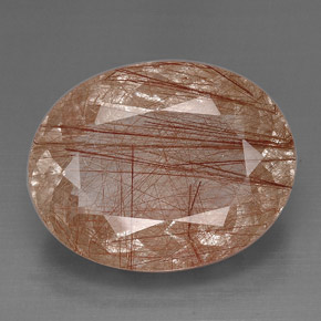 51.41캐럿 천연 골든 브라운 루틸 쿼츠, 투명한, 29.2×22.8 mm, 투명/반투명
