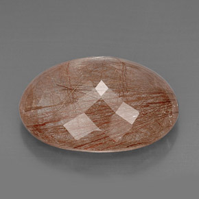 51.41캐럿 천연 골든 브라운 루틸 쿼츠, 투명한, 29.2×22.8 mm, 투명/반투명