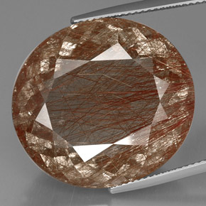 40.74캐럿 천연 골든 브라운 루틸 쿼츠, 투명한, 24.2×22.1 mm, 투명/반투명