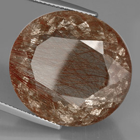 40.74캐럿 천연 골든 브라운 루틸 쿼츠, 투명한, 24.2×22.1 mm, 투명/반투명