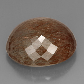 40.74캐럿 천연 골든 브라운 루틸 쿼츠, 투명한, 24.2×22.1 mm, 투명/반투명