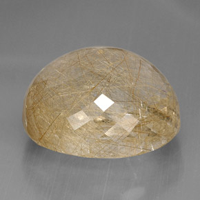 95.96캐럿 천연 무색 골든 루틸 쿼츠, 투명한, 29.2×26.5 mm, 투명/반투명
