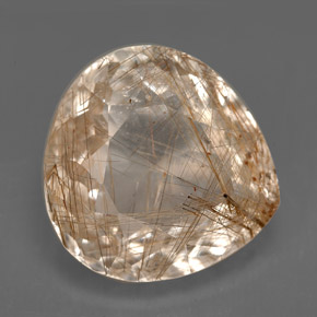 12.48캐럿 천연 무색 루틸 쿼츠, 투명한, 16.7×16.3 mm, 투명/반투명