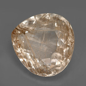 12.48캐럿 천연 무색 루틸 쿼츠, 투명한, 16.7×16.3 mm, 투명/반투명