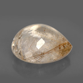 12.48캐럿 천연 무색 루틸 쿼츠, 투명한, 16.7×16.3 mm, 투명/반투명