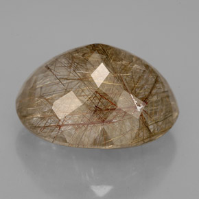 10.90캐럿 천연 골든 브라운 루틸 쿼츠, 투명한, 15.8×12.8 mm, 투명/반투명