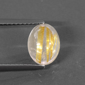 1.66캐럿 천연 무색 골든 루틸 쿼츠, 투명한, 8.1×6.4 mm, 투명/반투명