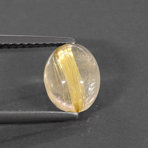 1.55캐럿 천연 무색 골든 루틸 쿼츠, 투명한, 8×6.4 mm, 투명/반투명