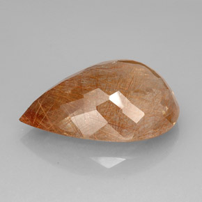 83.74캐럿 천연 골든 브라운 루틸 쿼츠, 투명한, 37.6×27.9 mm, 투명/반투명