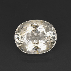 18.65캐럿 천연 무색 골든 루틸 쿼츠, 타원형 컷, 17.3×14.2 mm, 투명한