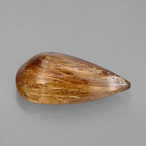 4.38캐럿 천연 골든 브라운 루틸 쿼츠, 투명한, 15.9×9.4 mm, 투명/반투명