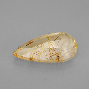 4.10캐럿 천연 무색 골든 루틸 쿼츠, 배 모양, 14.9×9.4 mm, 투명한