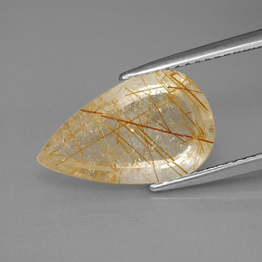 4.20캐럿 천연 무색 골든 루틸 쿼츠, 투명한, 15.2×9.3 mm, 투명/반투명