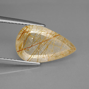 4.20캐럿 천연 무색 골든 루틸 쿼츠, 투명한, 15.2×9.3 mm, 투명/반투명