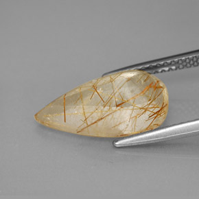 4.20캐럿 천연 무색 골든 루틸 쿼츠, 투명한, 15.2×9.3 mm, 투명/반투명