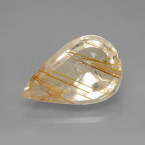 5.90캐럿 천연 무색 골든 루틸 쿼츠, 배 모양, 15.8×10.3 mm, 투명한