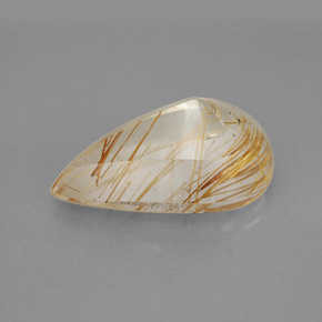 5.90캐럿 천연 무색 골든 루틸 쿼츠, 배 모양, 15.8×10.3 mm, 투명한