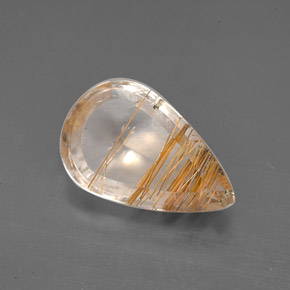 3.41캐럿 천연 무색 루틸 쿼츠, 배 모양, 13.4×8.5 mm, 투명한