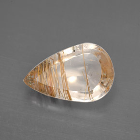 3.41캐럿 천연 무색 루틸 쿼츠, 배 모양, 13.4×8.5 mm, 투명한