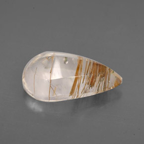 3.41캐럿 천연 무색 루틸 쿼츠, 배 모양, 13.4×8.5 mm, 투명한