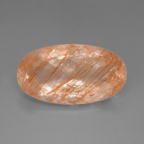 35.50캐럿 천연 무색 골든 루틸 쿼츠, 투명한, 31.7×17.5 mm, 투명/반투명