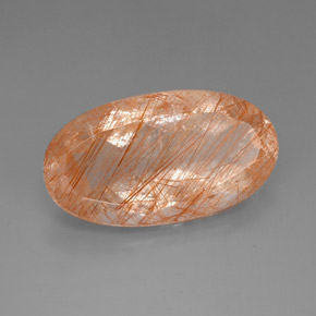 35.50캐럿 천연 무색 골든 루틸 쿼츠, 투명한, 31.7×17.5 mm, 투명/반투명