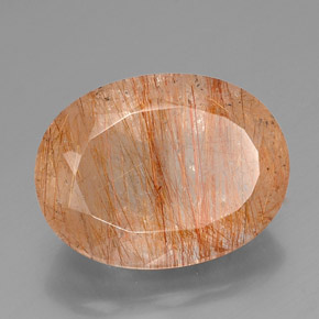 38.06캐럿 천연 무색 골든 루틸 쿼츠, 투명한, 25.6×19.4 mm, 투명/반투명