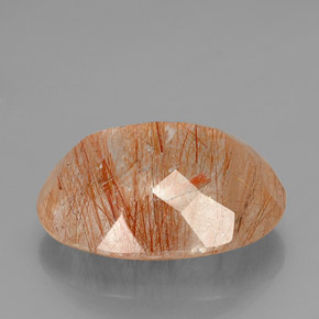 38.06캐럿 천연 무색 골든 루틸 쿼츠, 투명한, 25.6×19.4 mm, 투명/반투명